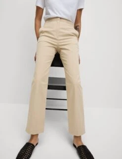 Cotton Rich Straight Leg Ankle Grazer Trousers