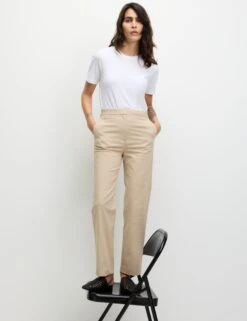 Cotton Rich Straight Leg Ankle Grazer Trousers -M&S Cotton Rich Straight Leg Ankle Grazer Trousers 4