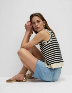 Cotton Rich Striped Knitted Waistcoat -M&S Cotton Rich Striped Knitted Waistcoat 5