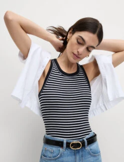 Cotton Rich Striped Secret Support Vest