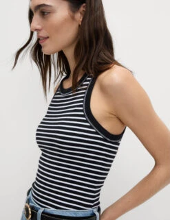 Cotton Rich Striped Secret Support Vest -M&S Cotton Rich Striped Secret Support Vest 3