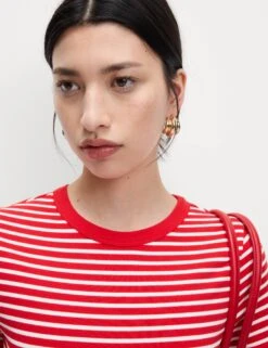 Cotton Rich Striped T-Shirt -M&S Cotton Rich Striped T Shirt 3