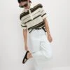 Cotton Rich Striped Textured Resort Top