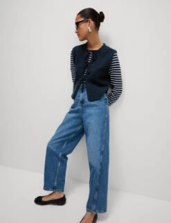 Cotton Rich Textured Cropped Waistcoat -M&S Cotton Rich Textured Cropped Waistcoat 2