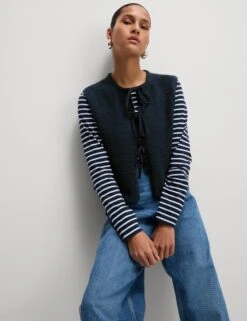 Cotton Rich Textured Cropped Waistcoat -M&S Cotton Rich Textured Cropped Waistcoat 5