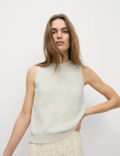 Cotton Rich Textured Knitted Vest