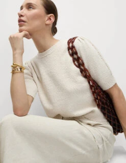 Cotton Rich Textured Slim Fit Crop Top