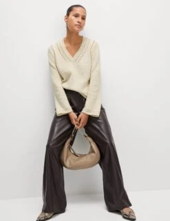 Cotton Rich Textured V-Neck Slub Jumper -M&S Cotton Rich Textured V Neck Slub Jumper 2