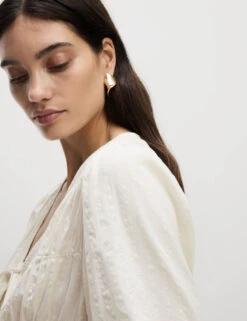 Cotton Rich Tie Front Blouse -M&S Cotton Rich Tie Front Blouse 5