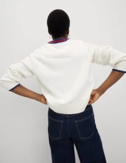 Cotton Rich Tipped Detail Relaxed Cardigan -M&S Cotton Rich Tipped Detail Relaxed Cardigan 3