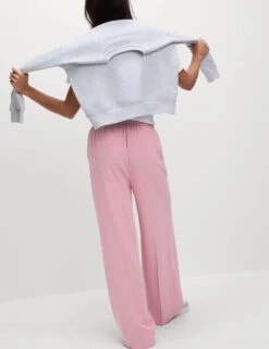 Crepe Elasticated Waist Wide Leg Trousers