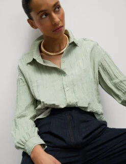 Crinkle Textured Collared Shirt -M&S Crinkle Textured Collared Shirt 4