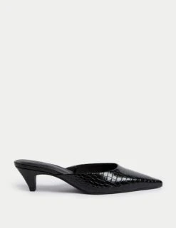 Croc Kitten Heel Mules