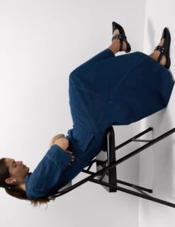 Denim Button Front Midi Shirt Dress -M&S Denim Button Front Midi Shirt Dress 2