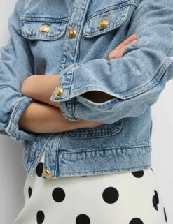 Denim Collarless Short Jacket -M&S Denim Collarless Short Jacket 4