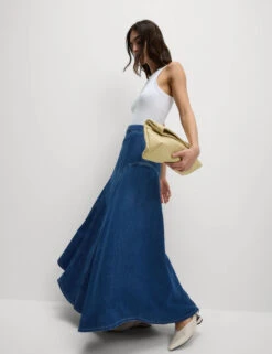 Denim High Waisted Maxi Asymmetric Skirt -M&S Denim High Waisted Maxi Asymmetric Skirt 2