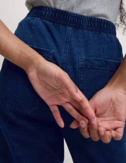 Denim Jersey Straight Leg Trousers -M&S Denim Jersey Straight Leg Trousers 2