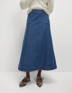 Denim Seam Detail Midi Skirt -M&S Denim Seam Detail Midi Skirt 3