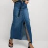 Denim Split Front Maxi Skirt -M&S Denim Split Front Maxi Skirt