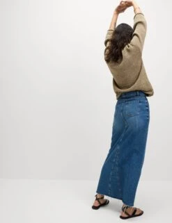 Denim Split Front Maxi Skirt -M&S Denim Split Front Maxi Skirt 6