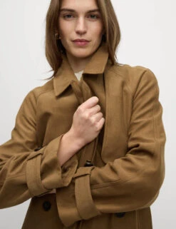Double Breasted Longline Suedette Trench Coat -M&S Double Breasted Longline Suedette Trench Coat 5