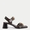 Double Buckle Block Heel Sandal -M&S Double Buckle Block Heel Sandal