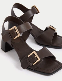 Double Buckle Block Heel Sandal -M&S Double Buckle Block Heel Sandal 2