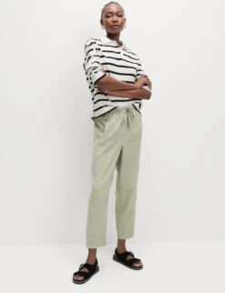 Drawstring Pull On Garment Dye Cropped Tapered Trousers 24 Drawstring Pull On Garment Dye Cropped Tapered Trousers -M&S Drawstring Pull On Garment Dye Cropped Tapered Trousers 2