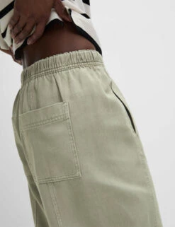 Drawstring Pull On Garment Dye Cropped Tapered Trousers 25 Drawstring Pull On Garment Dye Cropped Tapered Trousers -M&S Drawstring Pull On Garment Dye Cropped Tapered Trousers 3