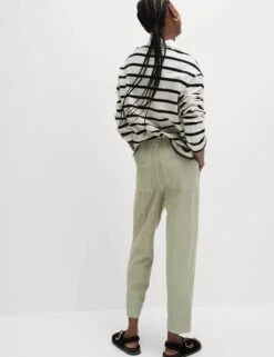 Drawstring Pull On Garment Dye Cropped Tapered Trousers 26 Drawstring Pull On Garment Dye Cropped Tapered Trousers -M&S Drawstring Pull On Garment Dye Cropped Tapered Trousers 4