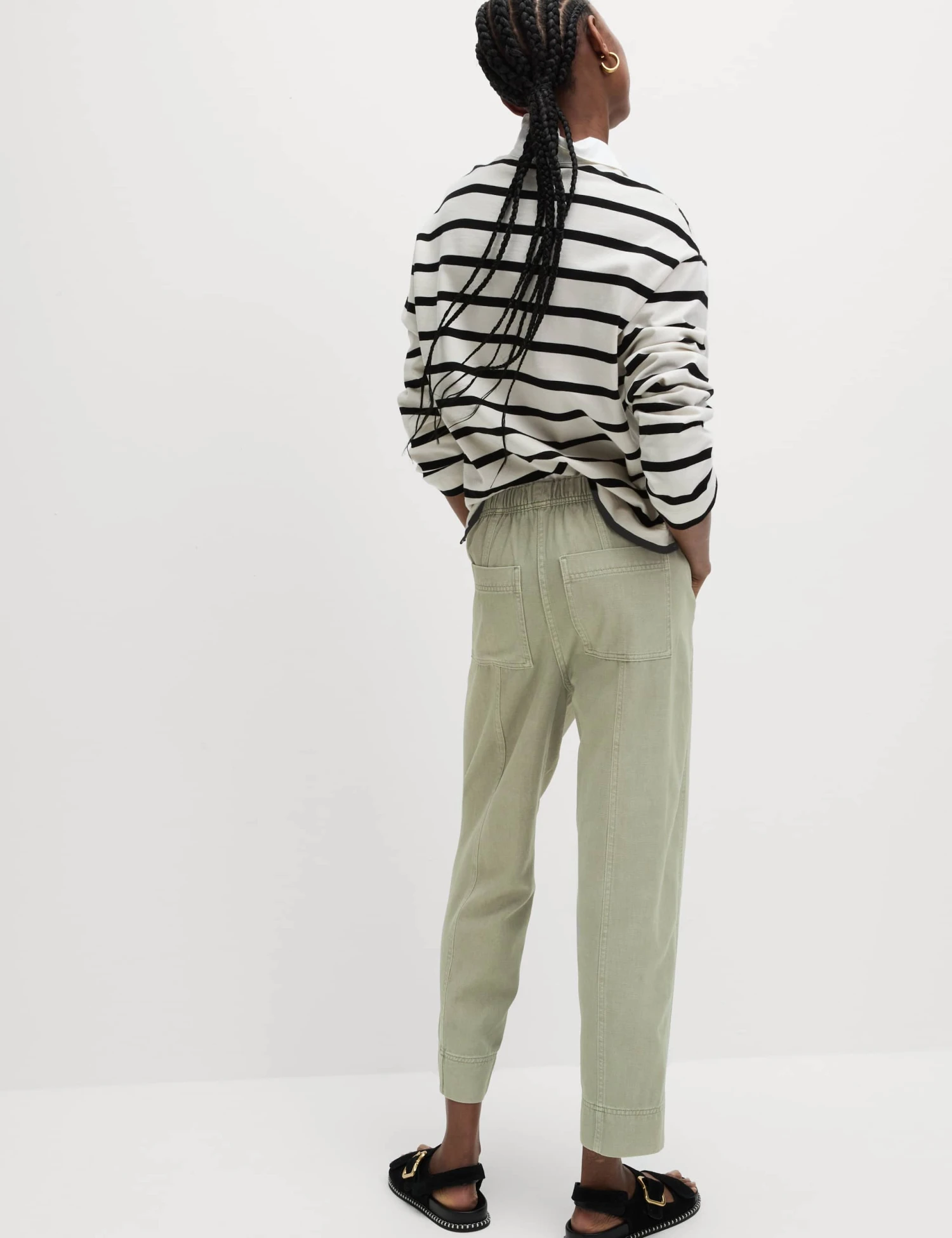Drawstring Pull On Garment Dye Cropped Tapered Trousers 7 Drawstring Pull On Garment Dye Cropped Tapered Trousers - Image 5