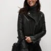 Faux Leather Biker Jacket -M&S Faux Leather Biker Jacket
