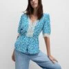 Floral Lace Detail V-Neck Blouse 1 Floral Lace Detail V-Neck Blouse -M&S Floral Lace Detail V Neck Blouse
