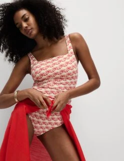 Floral Square Neck Tankini Top