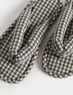 Gingham Open Toe Thong Slippers -M&S Gingham Open Toe Thong Slippers 2