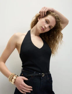 Halter Neck Fitted Knitted Top -M&S Halter Neck Fitted Knitted Top 2