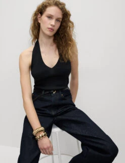 Halter Neck Fitted Knitted Top