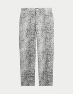 High Waisted Animal Straight Leg Jeans -M&S High Waisted Animal Straight Leg Jeans 1