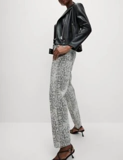 High Waisted Animal Straight Leg Jeans -M&S High Waisted Animal Straight Leg Jeans 3