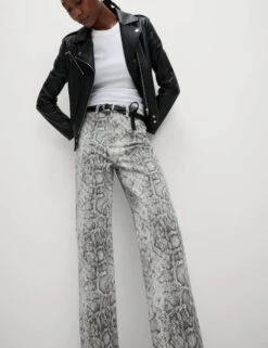 High Waisted Animal Straight Leg Jeans -M&S High Waisted Animal Straight Leg Jeans 4