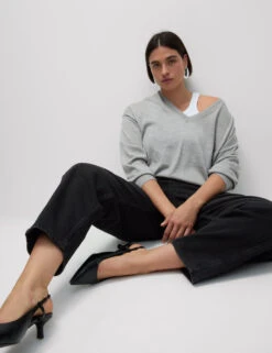 High Waisted Carrot Leg Ankle Grazer Jeans -M&S High Waisted Carrot Leg Ankle Grazer Jeans 8