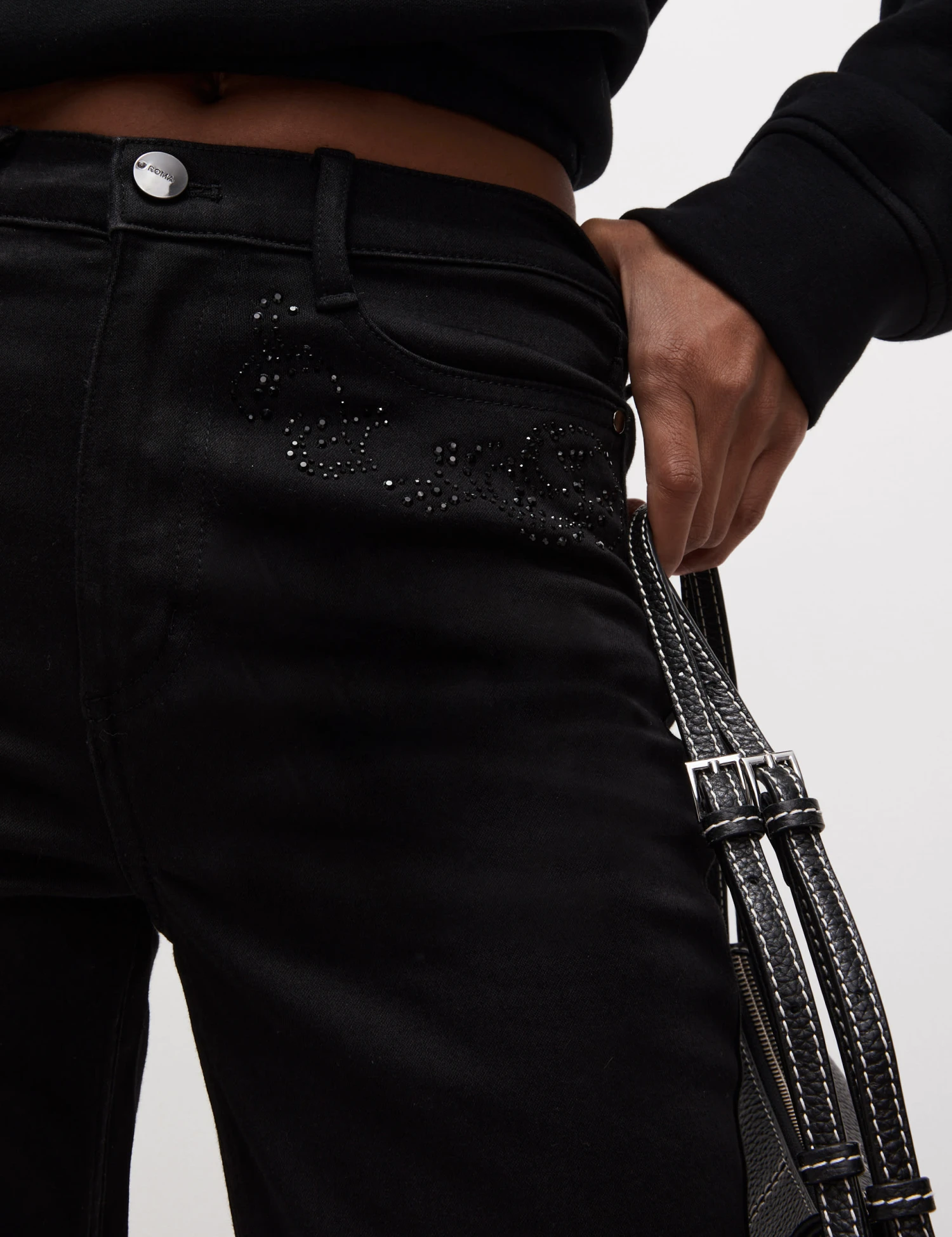 High Waisted Embellished Straight Leg Jeans 5 High Waisted Embellished Straight Leg Jeans - Image 3