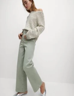 High Waisted Wide Leg Ankle Grazer Jeans -M&S High Waisted Wide Leg Ankle Grazer Jeans 4