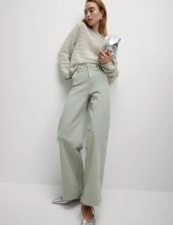 High Waisted Wide Leg Ankle Grazer Jeans -M&S High Waisted Wide Leg Ankle Grazer Jeans 5