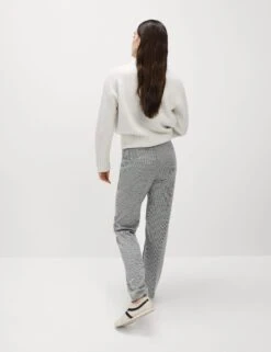 Jersey Checked Straight Leg Trousers -M&S Jersey Checked Straight Leg Trousers 2