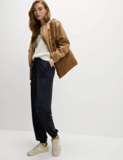 Jersey Drawstring Pintuck Tapered Trousers -M&S Jersey Drawstring Pintuck Tapered Trousers 2