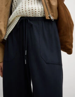 Jersey Drawstring Pintuck Tapered Trousers