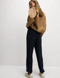 Jersey Drawstring Pintuck Tapered Trousers -M&S Jersey Drawstring Pintuck Tapered Trousers 4