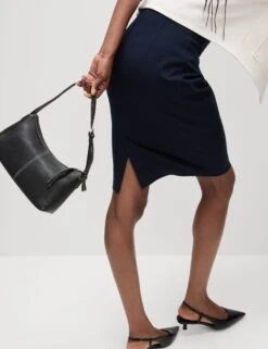 Jersey Knee Length Pencil Skirt -M&S Jersey Knee Length Pencil Skirt 4