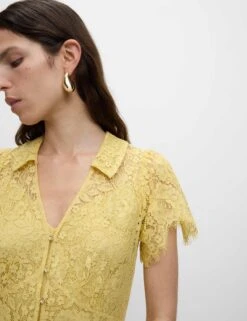 Lace Button Through Midi Tea Dress With Cotton -M&S Lace Button Through Midi Tea Dress With Cotton 3